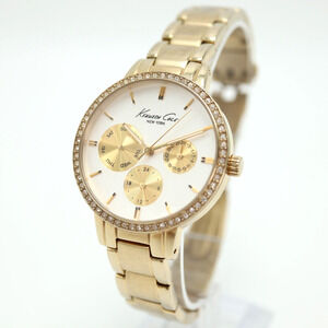 Kenneth Cole NY Women Watch 36mm Two Tone Day Date 5.5" Stainless Steel Bracelet